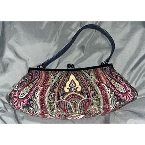 Talbots Purse Kiss Lock Green Blue Black Dress Retro 1960s style Fab Handbag